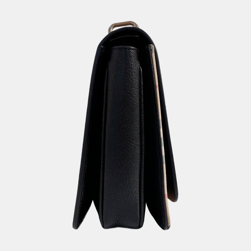 BURBERRY D-Ring棕色牛皮單肩包斜挎包銀色五金可拆卸肩帶-3