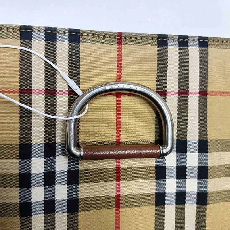 BURBERRY D-Ring棕色牛皮單肩包斜挎包銀色五金可拆卸肩帶-10