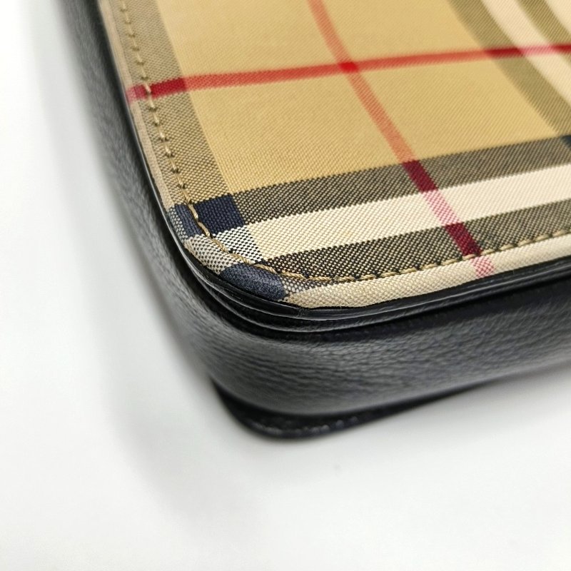 BURBERRY D-Ring棕色牛皮單肩包斜挎包銀色五金可拆卸肩帶-11