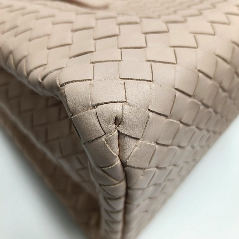 BOTTEGA VENETA Roma淺粉色牛皮編織單肩包斜挎包手提包黑色五金3條可拆卸肩帶9.8新-8
