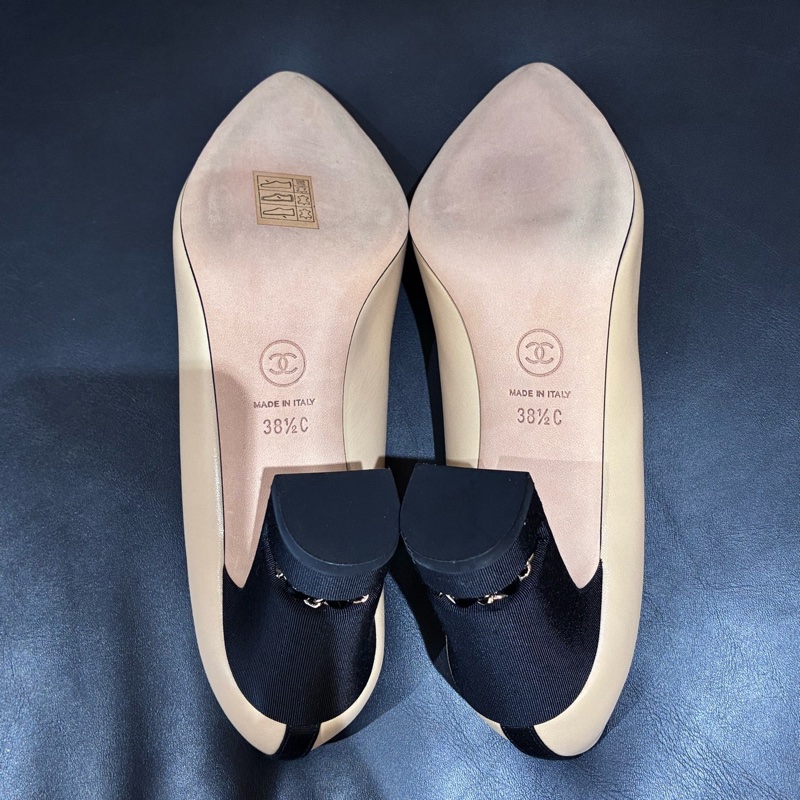 99新閒置未使用 Chanel/香奈兒拼色高跟鞋 38.5碼-10