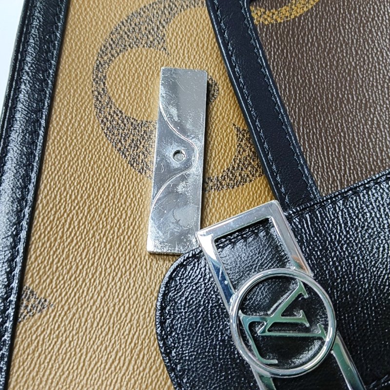 LOUIS VUITTON DAUPHINE中號棕色塗層帆布老花達芙妮單肩包斜挎包銀色五金2條可拆卸肩-8