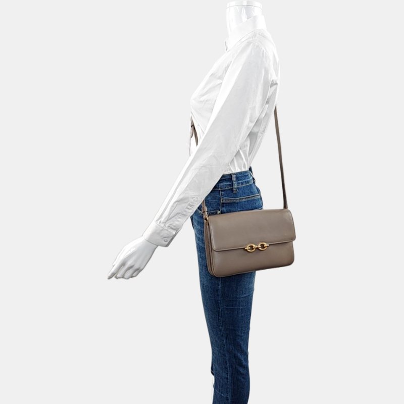 YSL LE MAILLON灰色牛皮單肩包金色五金-1