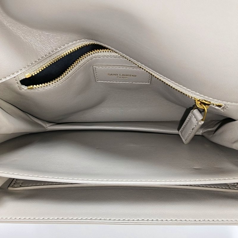 YSL LE MAILLON灰色牛皮單肩包金色五金-6