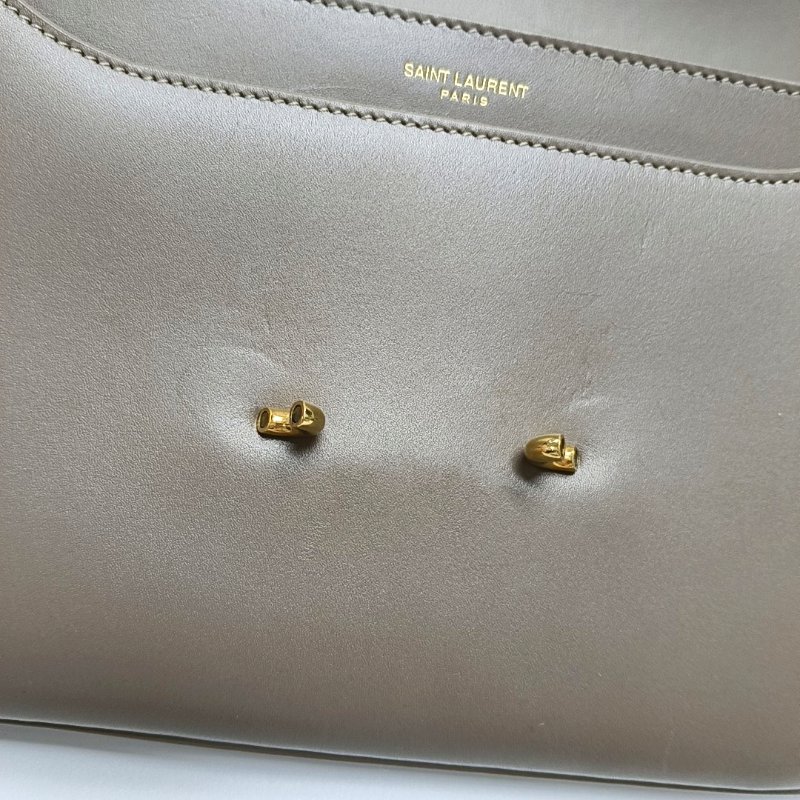 YSL LE MAILLON灰色牛皮單肩包金色五金-9