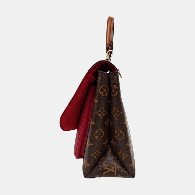 LOUIS VUITTON MARIGNAN棕色塗層帆布老花鎖頭包單肩包手提包斜挎包金色五金可拆卸肩-2