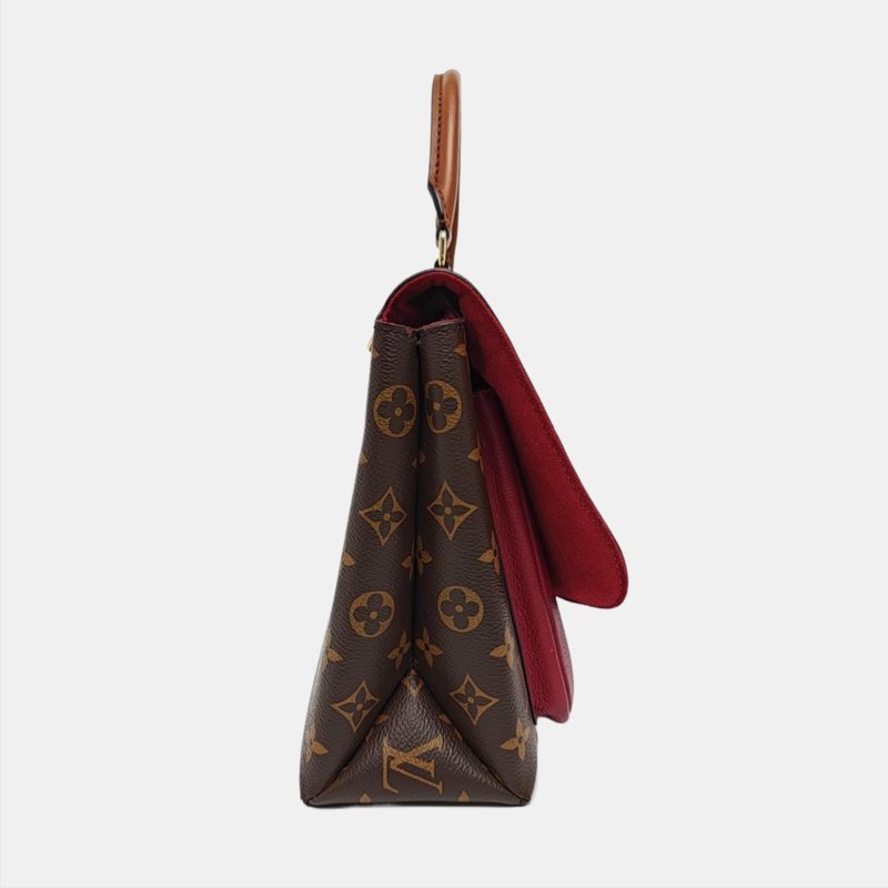 LOUIS VUITTON MARIGNAN棕色塗層帆布老花鎖頭包單肩包手提包斜挎包金色五金可拆卸肩-3