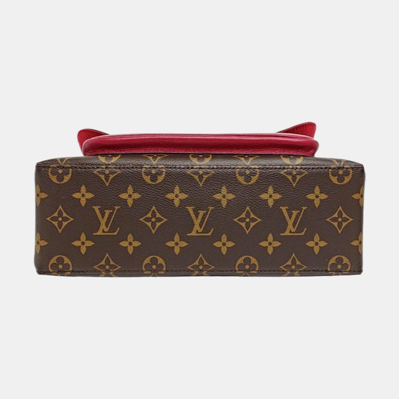 LOUIS VUITTON MARIGNAN棕色塗層帆布老花鎖頭包單肩包手提包斜挎包金色五金可拆卸肩-5