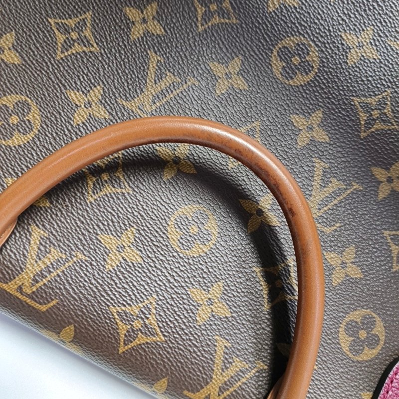 LOUIS VUITTON MARIGNAN棕色塗層帆布老花鎖頭包單肩包手提包斜挎包金色五金可拆卸肩-12