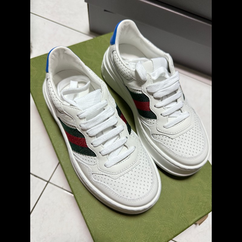 [降價]Gucci 古馳 經典紅綠織帶 厚底板鞋 34-3