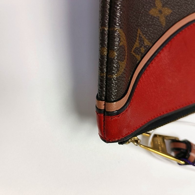 LOUIS VUITTON TUILERIES棕色塗層帆布老花手拿包金色五金-8