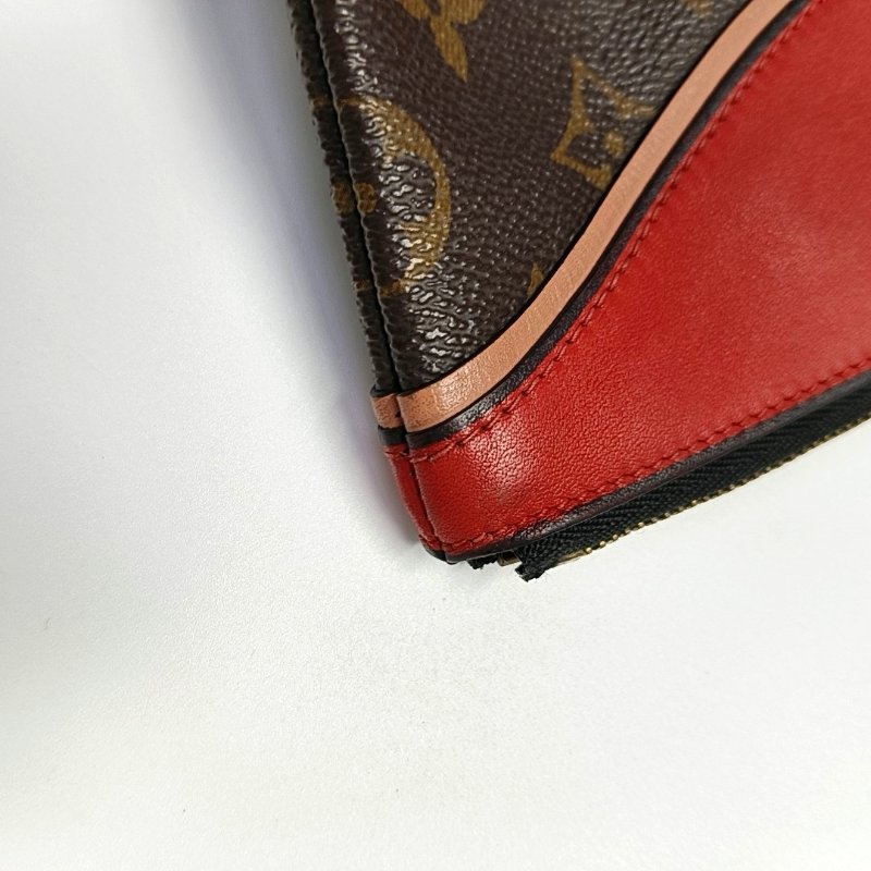 LOUIS VUITTON TUILERIES棕色塗層帆布老花手拿包金色五金-9