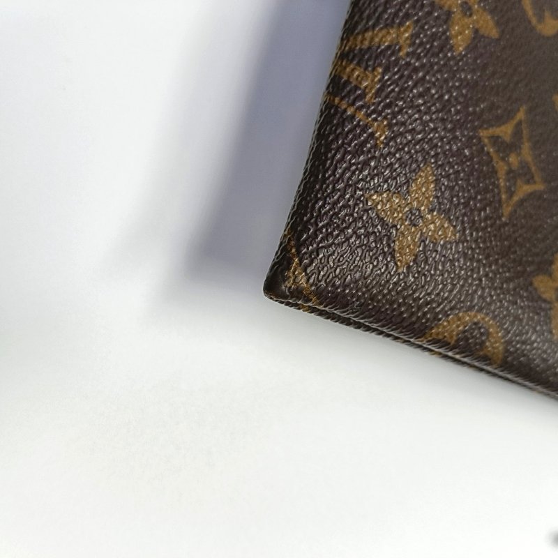 LOUIS VUITTON TUILERIES棕色塗層帆布老花手拿包金色五金-13