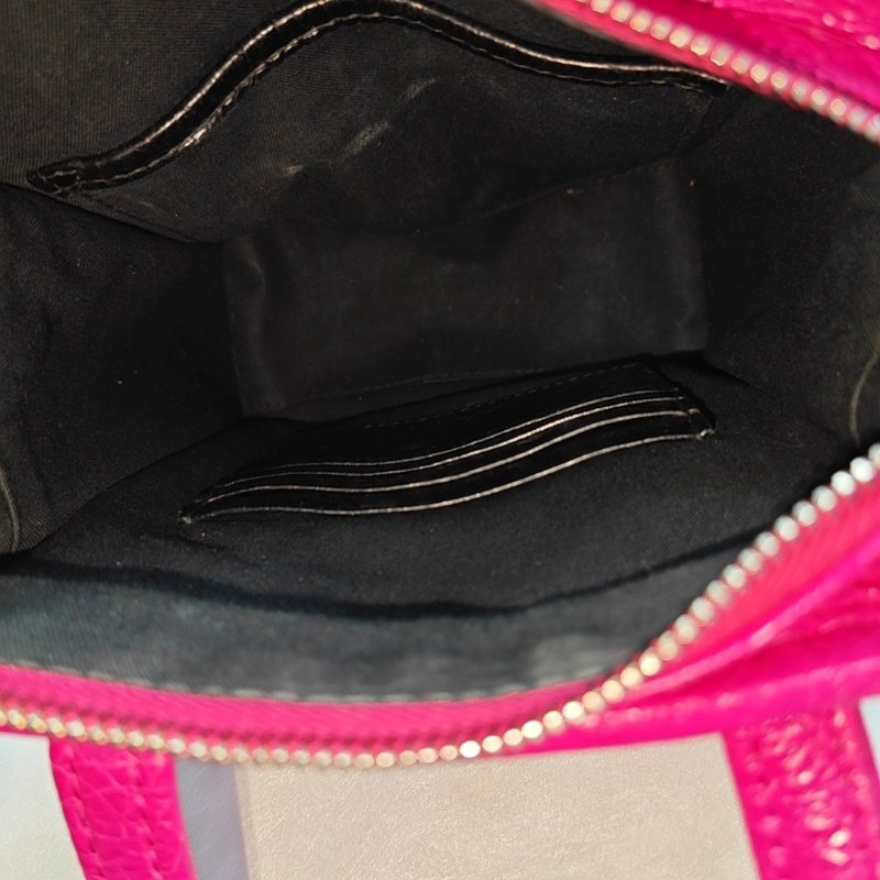 BALENCIAGA Bazar玫紅色牛皮單肩包手提包斜挎包銀色五金可拆卸肩帶-6