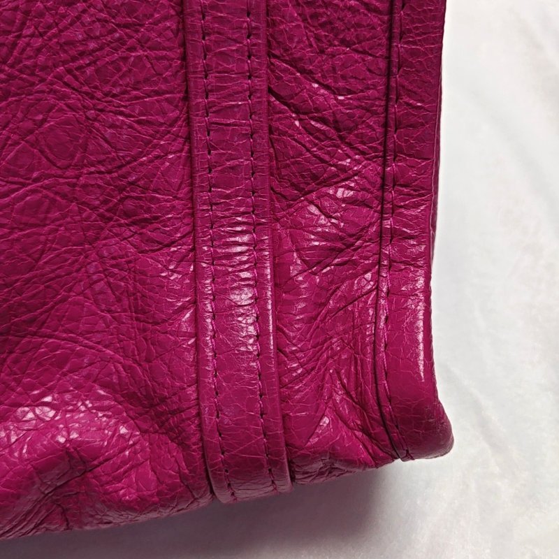 BALENCIAGA Bazar玫紅色牛皮單肩包手提包斜挎包銀色五金可拆卸肩帶-8