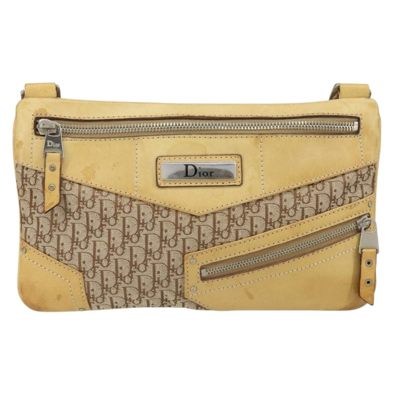 【日本直送】Christian Dior Trotter帆布街頭時尚肩背包 米色 銀色 正品 161759-12