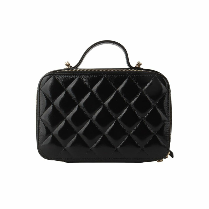 【包稅】CHANEL AS3538 亮面羊皮手提金色鏈條斜挎包 34923-2