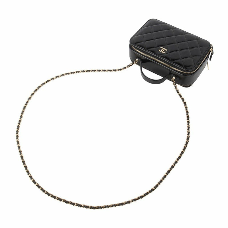 【包稅】CHANEL AS3538 亮面羊皮手提金色鏈條斜挎包 34923-3