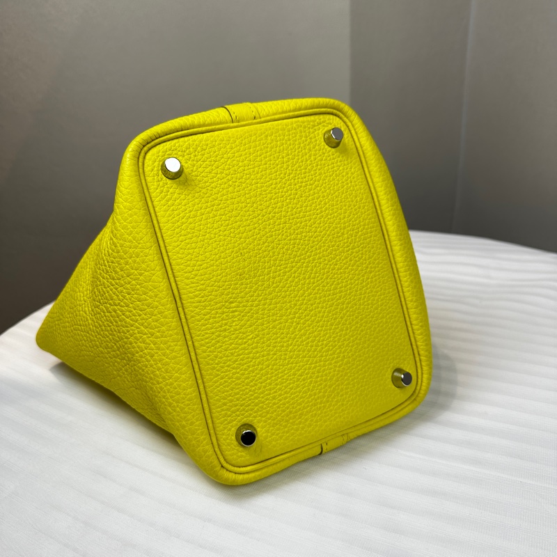 愛馬仕/Hermes Picotin Lock 18 檸檬黃菜籃子手提水桶包 23x18x23cm-11