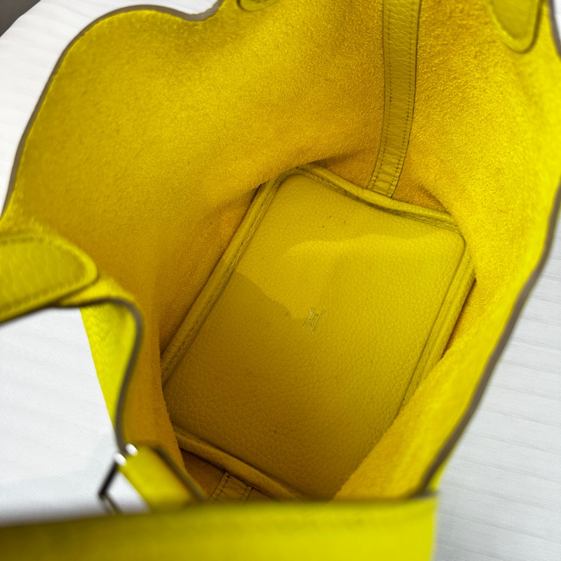 愛馬仕/Hermes Picotin Lock 18 檸檬黃菜籃子手提水桶包 23x18x23cm-12