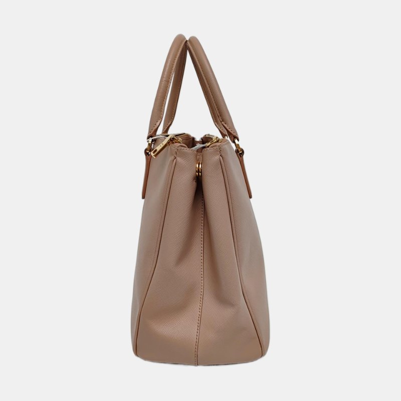 PRADA Galleria大號粉色牛皮徽標十字紋單肩包斜挎包手提包金色五金可拆卸肩帶-2