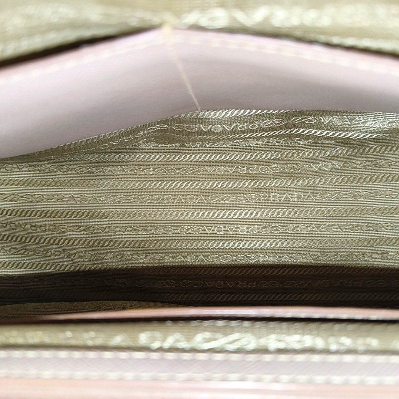 PRADA Galleria大號粉色牛皮徽標十字紋單肩包斜挎包手提包金色五金可拆卸肩帶-6