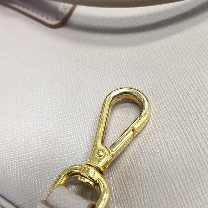PRADA Galleria大號粉色牛皮徽標十字紋單肩包斜挎包手提包金色五金可拆卸肩帶-15