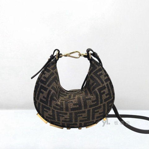 Fendi Fendigraphy棕色FF提花布迷你斜背包-2