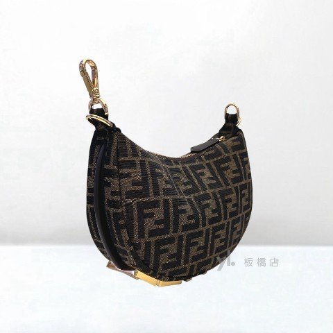 Fendi Fendigraphy棕色FF提花布迷你斜背包-3