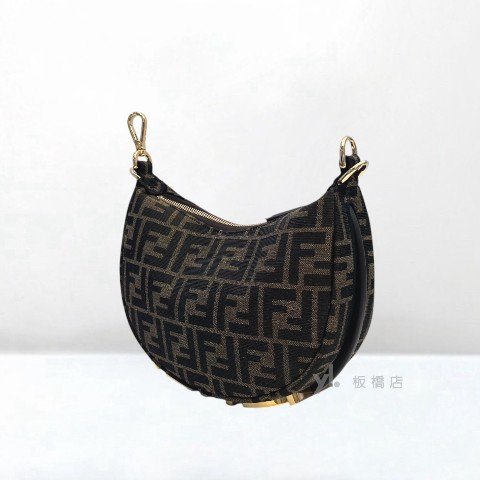 Fendi Fendigraphy棕色FF提花布迷你斜背包-4