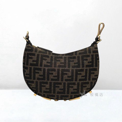 Fendi Fendigraphy棕色FF提花布迷你斜背包-5