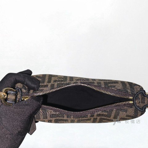 Fendi Fendigraphy棕色FF提花布迷你斜背包-7