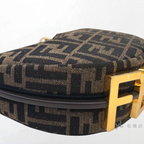 Fendi Fendigraphy棕色FF提花布迷你斜背包-8