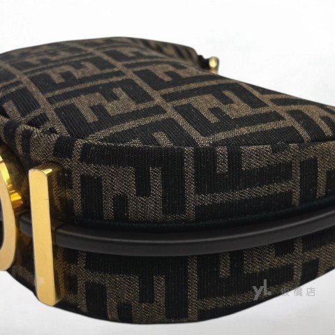 Fendi Fendigraphy棕色FF提花布迷你斜背包-9