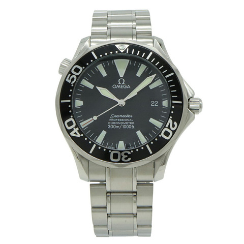 歐米茄海馬300專業日期顯示不鏽鋼自動腕錶，黑色錶盤（2254.50）