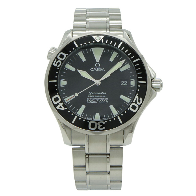 歐米茄海馬300專業日期顯示不鏽鋼自動腕錶，黑色錶盤（2254.50）-0