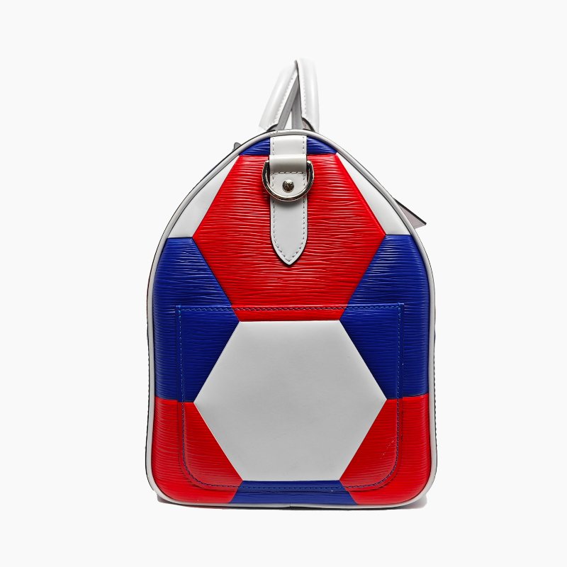 LOUIS VUITTON KEEPALL 50拼色牛皮單肩包手提包斜挎包銀色五金可拆卸肩帶-3