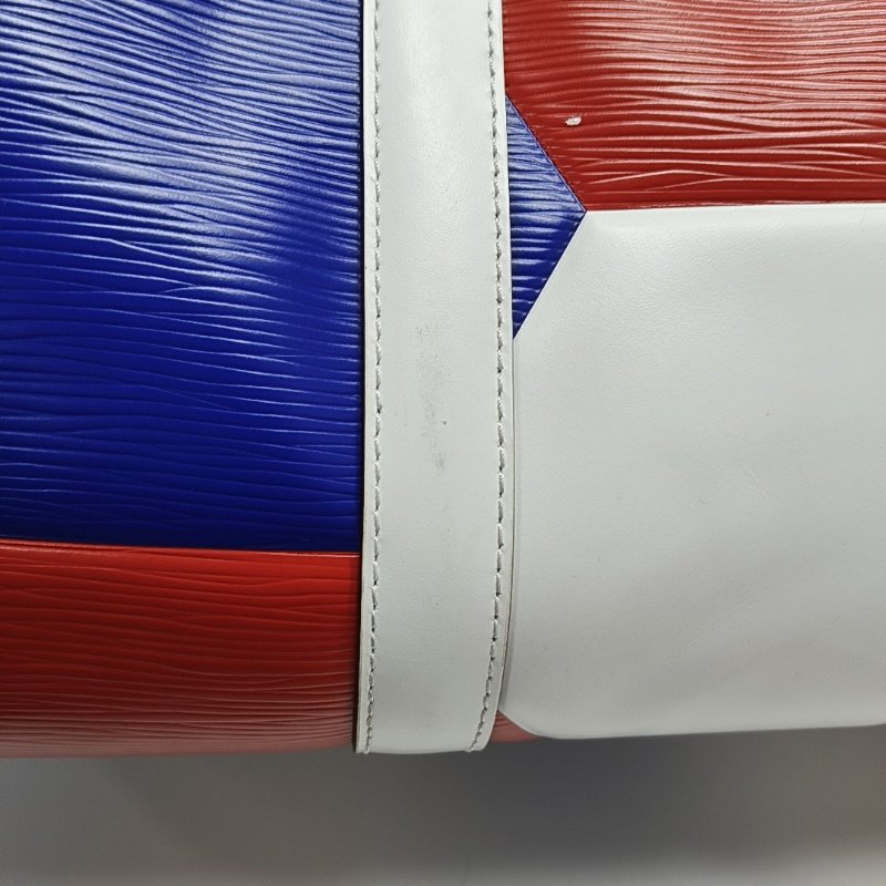 LOUIS VUITTON KEEPALL 50拼色牛皮單肩包手提包斜挎包銀色五金可拆卸肩帶-9