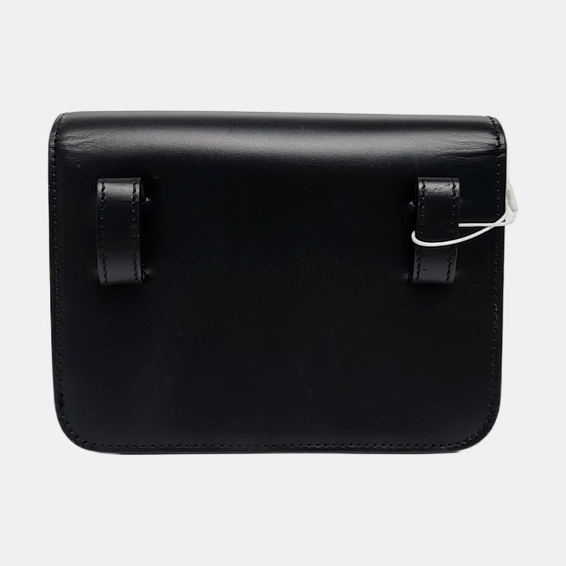 BURBERRYTB迷你黑色牛皮腰包腰包/胸包金色五金可拆卸肩帶-4