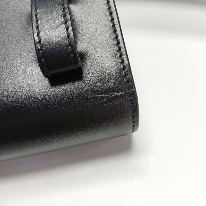 BURBERRYTB迷你黑色牛皮腰包腰包/胸包金色五金可拆卸肩帶-12