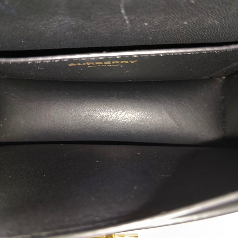 BURBERRYTB迷你黑色牛皮腰包腰包/胸包金色五金可拆卸肩帶-15