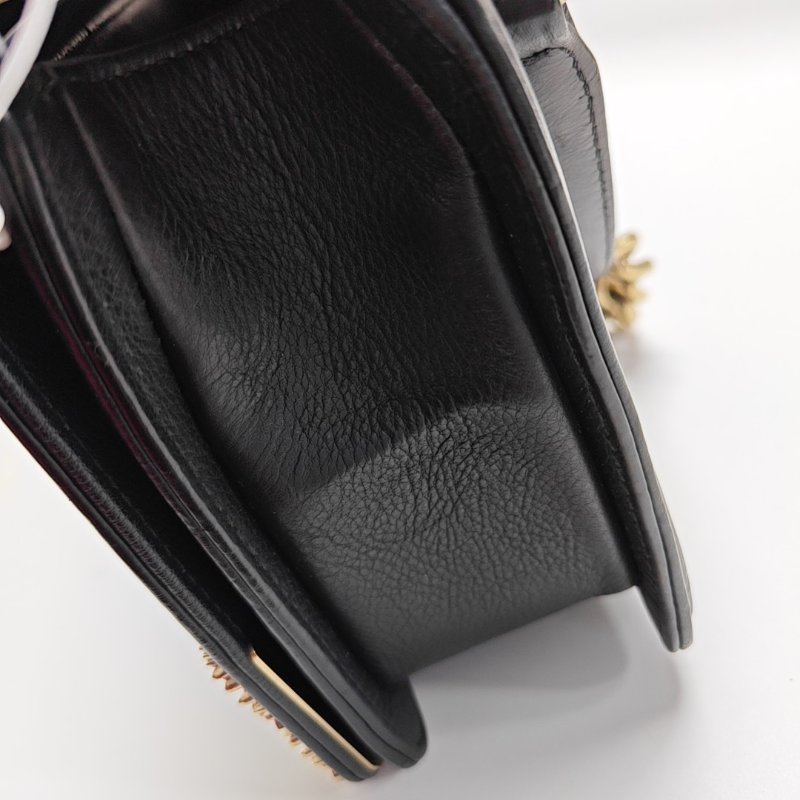CHANEL BOY CHANEL黑色牛皮單肩包手提包斜挎包金色五金17開可拆卸肩帶 9.8新-8