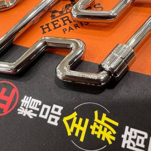 東區正精品㊣HERMES PORTE-CLES H 全新愛馬仕銀色 H 字母框輪廓可拆式掛飾吊飾鑰匙圈 RZ5460-4