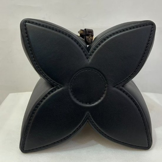 LV黑牛皮金LOGO老花背帶束口水桶BLOOM兩用包PM-4