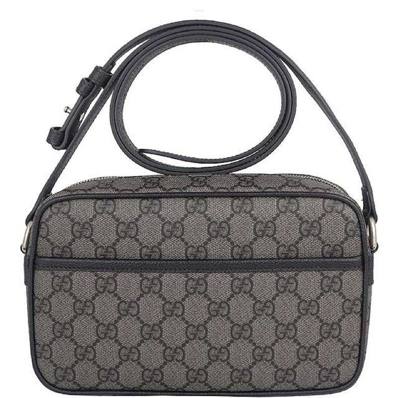 🌟GUCCI 古馳 灰黑色防水布皮雕標相機斜背包 /全新全配美品-3