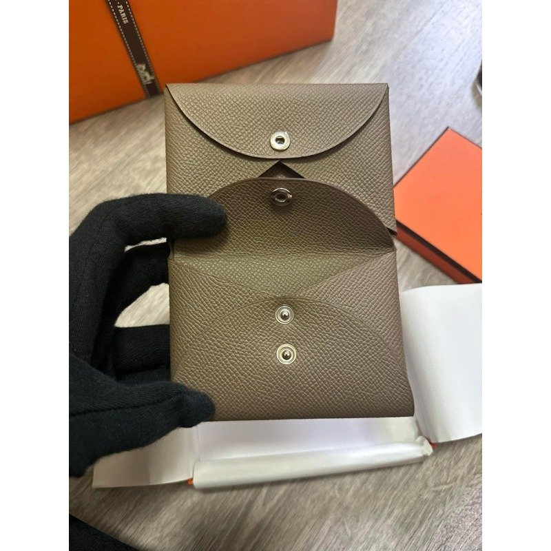 🌟Hermes Calvi Duo 經典大象灰 卡片夾/零錢包/全新美品-1