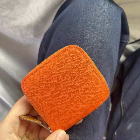 全新閒置 愛馬仕Hermès Silk’in 零錢包｜橘色EPSOM｜好裝好拿