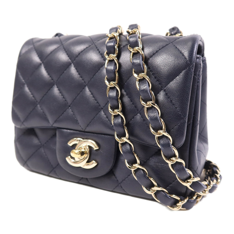 CHANEL 羊皮皮革Classic 17金扣鏈帶肩背袋-2