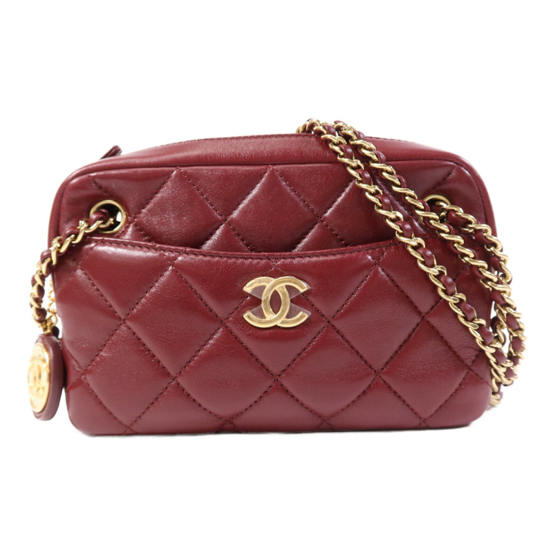 CHANEL 牛皮皮革Camera Bag金扣鏈帶肩背袋-0