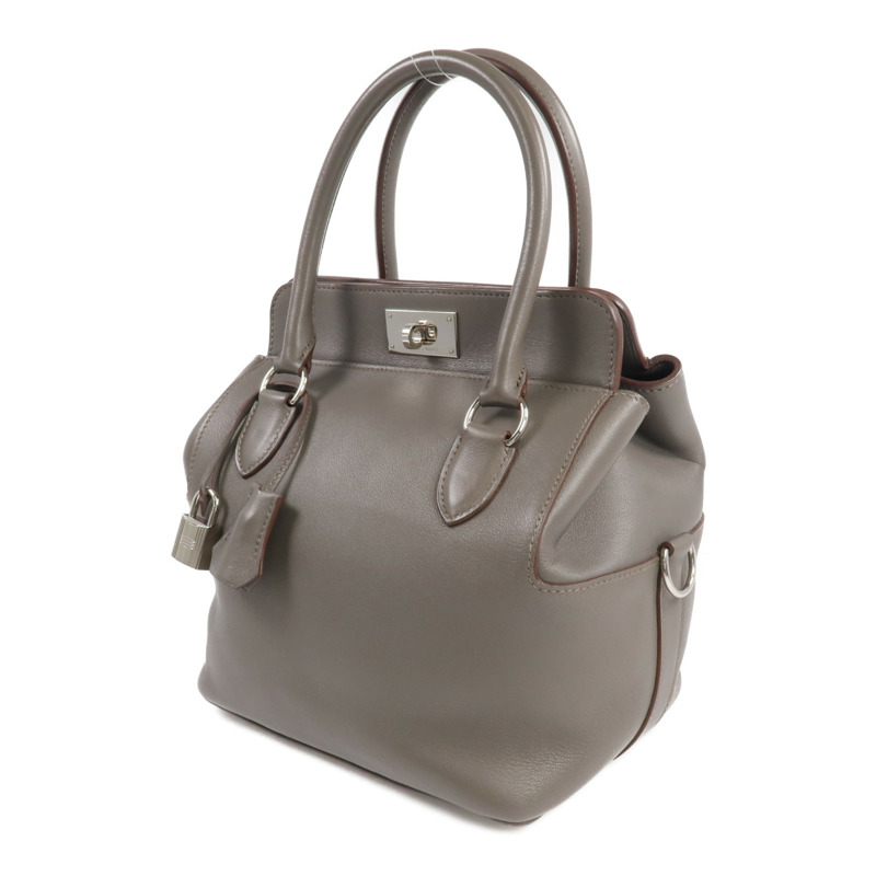 HERMES Evercolor皮革Toolbox 20銀扣手挽肩背兩用袋Etain-1